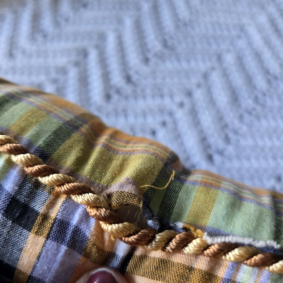 Grandmother Petit Cross Stitch Pillow Decorative Retro Plaid New Baby 12 x10 - Picture 3 of 4